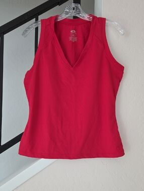 Red workout tank top Athletic Works size Large
